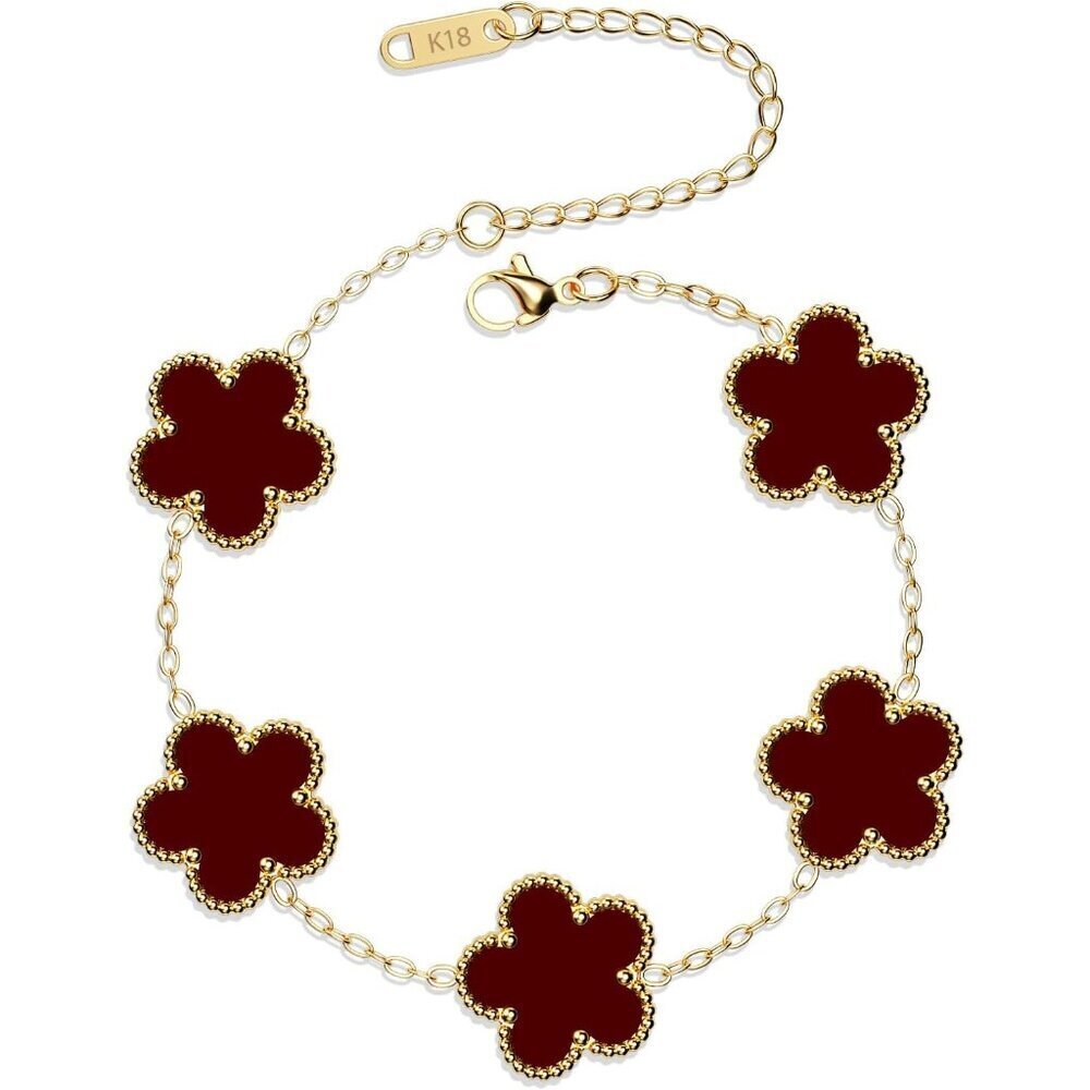 Gold Plated Clover Bracelet Women Leaf Lucky Jewelry Gift for Women